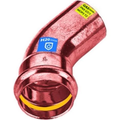 CURVA IN RAME A PRESSARE 45° MF ACQUA/GAS Diam. 22