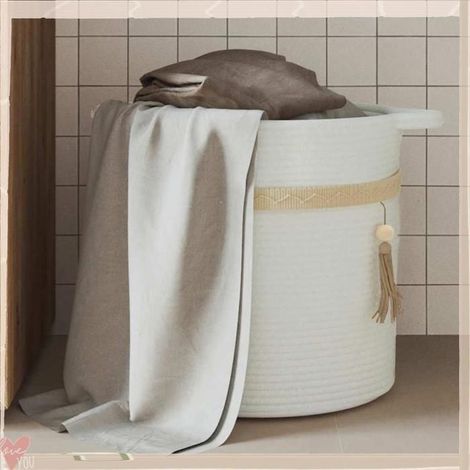 358477 Panier de rangement blanc 38x36 cm coton (1/5)