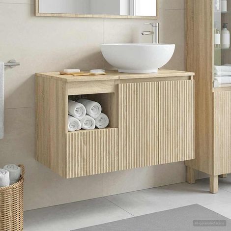 vidaXL Bathroom Furniture Set 2 pcs Sonoma Oak Engineered Wood (1/5)