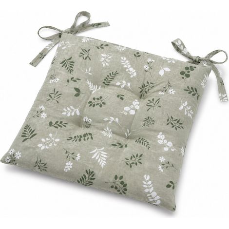 Coprisedia Herbarium Verde 40x40 Cuscino Trapuntato con Lacci in Cotone (1/5)