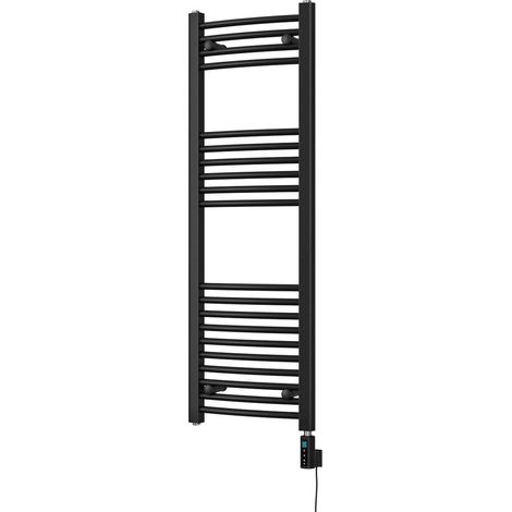 Zennor - Black Electric Towel Rail H1200mm x W400mm Curved 400w Thermostatic WIFI (1/3)