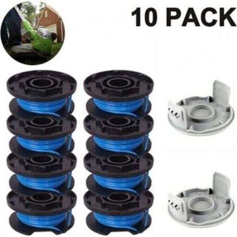 La ligne de bobine de rechange pour tondeuse comprend 2 capuchons de tondeuse compatibles Ryobi One+ AC14RL3A 18V, 24V, 40V Tondeuses sans fil, 8 + 2 PACK (1/4)