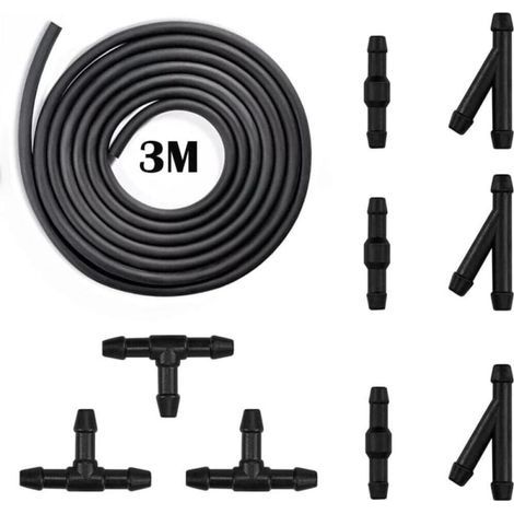 Kit de tuyaux de liquide lave-glace, 3M - Buse d'essuie-glace, tuyau de pulvérisation de lave-glace avec connecteur de tuyau, 9 pièces (1/4)