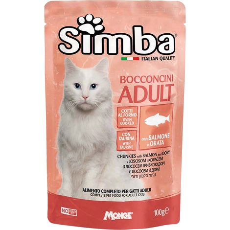 BOCCONCINI PER GATTI 'ADULT' salmone e orata - gr 100- 24 pezzi  - MONGE