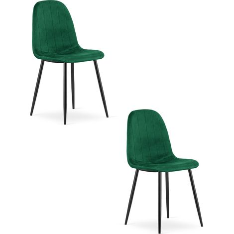 Chaise - leobert - padva - velours vertpieds noirs - 445 x 53 x 87 cm - lot de 2 211770288 (1/5)