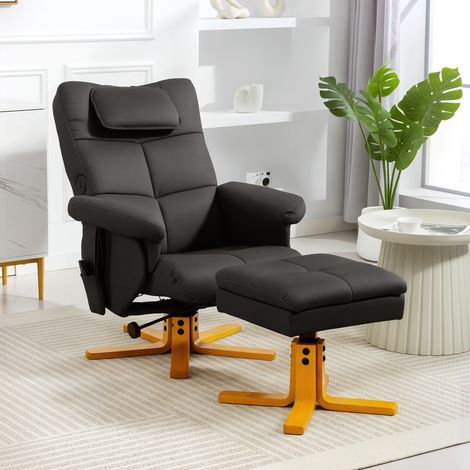 Massagesessel mit Fußstütze, bis zu 135° klappbarer Rückenlehne, Staufach, Fernbedienung (1/5)