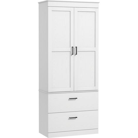 Meuble de cuisine indépendant avec étagères réglables et deux grands tiroirs pour salon ou cuisine, blanc (1/5)
