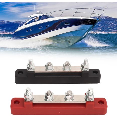 Ein Paar schwarz + rot 12-48V 150A Sammelschienenverteilerblöcke mit 8 Klemmen für Autos, Lastwagen, Wohnmobile, Boote und andere Industrieanlagen (CP-3120). (1/5)