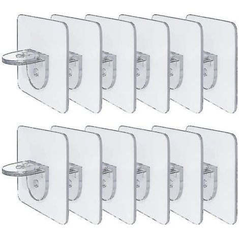 Un lot de 12 supports d'étagère Support d'étagère Supports auto-adhésifs pour étagère Armoire Support en verre Étagère de rangement (1/5)