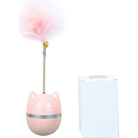 Jouet pour chat en forme de baguette, jouet interactif en plumes pour chat avec clochette pour stimuler l'instinct des chats d'intérieur, chaton rose (1/4)