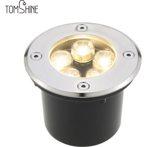 Lampe LED enterrée Tomshine 5W AC/DC 12V 550LM haute puissance en verre trempé pour extérieur, jardin, allée, escalier, cour, éclairage d'ambiance, étanche IP67, blanc chaud (1/5)