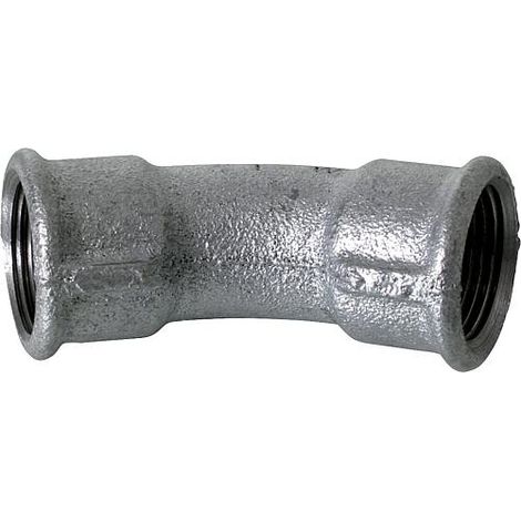 Coude Temperguss Hermann Schmidt DN 15, 2000 /2&quot, filetage intérieur 45°, zingué (1/3)