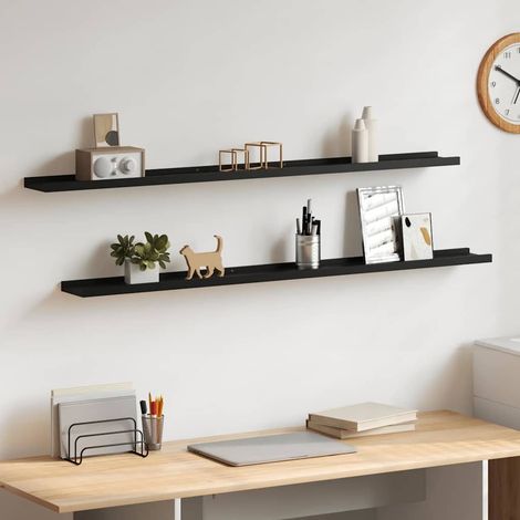 326666 vidaXL Wall Shelves 2 pcs Black 115x9x3 cm (1/5)