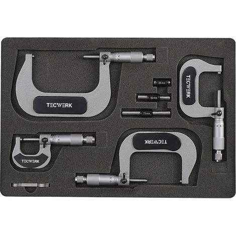 TECWERK Bügelmessschraubensatz DIN 863/1 0-100mm TECWERK