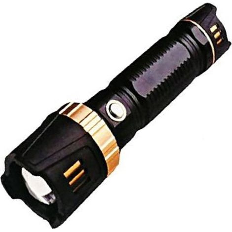 TRADE SHOP - Torcia Led Elettrica Ricaricabile Alta Potenza Martelletto Rompi Vetro Auto Casa - (1/2)