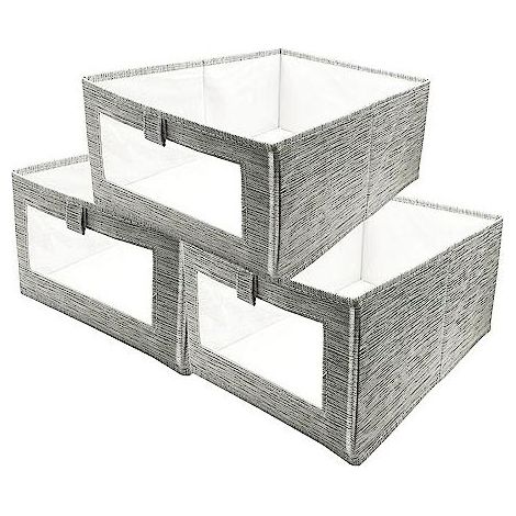 Boîte de Rangement, 3 Pack Caisses de Rangement, Boîte Range pour Vêtement, Jouets, Magazine pour Maison, Bureau, Crèche, Placard, Chambre à Coucher (1/5)