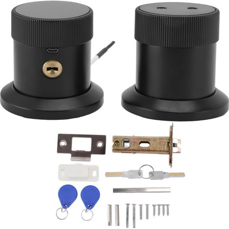 Verrou intelligent en alliage de zinc forme ronde, empreinte digitale, code anti-regard, pêne dormant simple pour porte. (1/5)