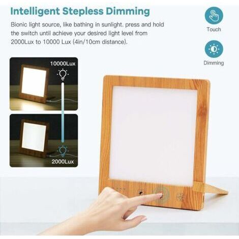 Lampe de luminothérapie 10000 Lux SAD Lampe LED de lumière du pour le traitement efficace des troubles affectifs saisonniers avec fonction minuterie Contrôle tactile convient à la maison/burea
