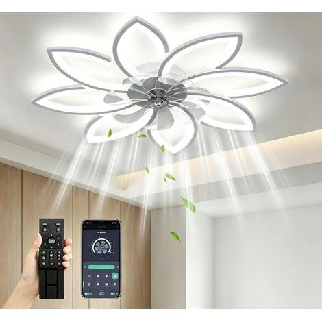 Ventilateur de plafond 90 cm Blanc avec Lumière LED Dimmable, Télécommande, 6 Vitesses et Moteur Réversible pour Chambre, Salon et Chambre d’Enfant (1/5)