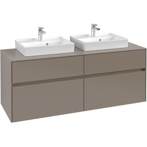 Meuble vasque VB US Collaro 1400x548x500mm 4 tiroirs pour 2 vasques Gris truffe
