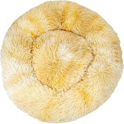 Lit pour chat, coussin moelleux, doux lavable pour chiens chats (tie-dye jaune, 40 cm), Ensoleillé