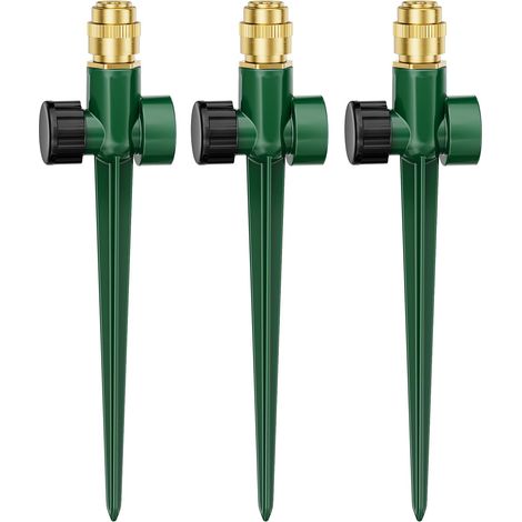 Set aus 3 robusten Metall-Rasensprengern 360° verstellbarer Gartensprenger mit Erdspieß Bewässerungssystem für große Flächen (Rasen, Rasenflächen und Terrassen) (1/5)
