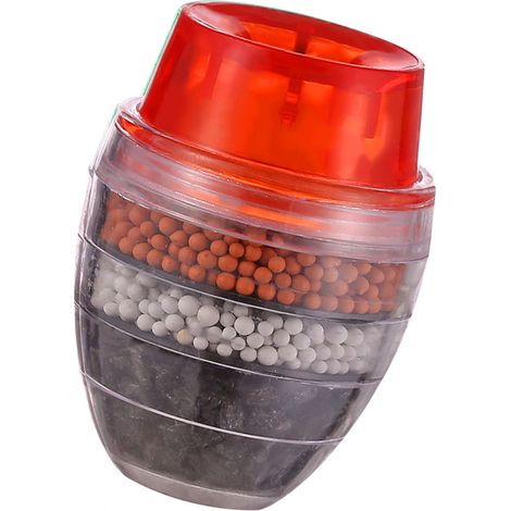 Filtre à robinet universel à 5 couches, purificateur d'eau, tête de filtration pour robinet d'évier, pour la maison, la cuisine et la salle de bain, rouge