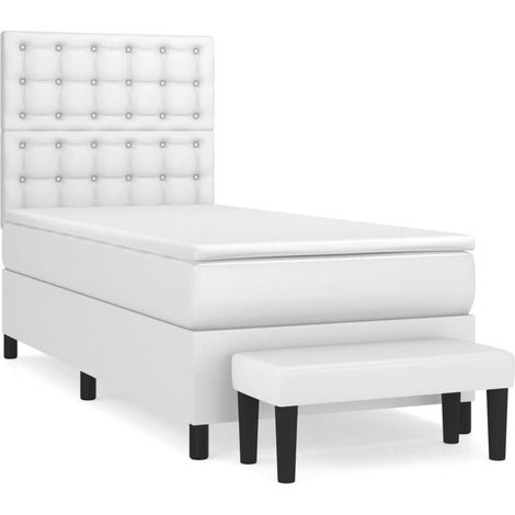 Maison Exclusive - Giroletto a Molle con Materasso Bianco 90x190 cm in Similpelle (1/5)