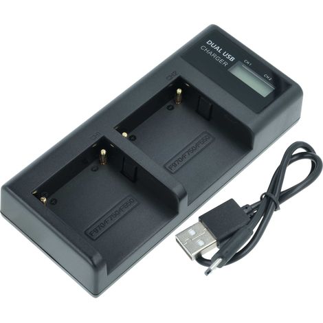 vhbw Dual Micro-USB + USB-C Ladegerät kompatibel mit Sony CCD-TR516, CCD-TR57, CCD-TR516E Kamera - Ladeschale + Micro-USB Kabel Ladeanzeige + Display (1/5)