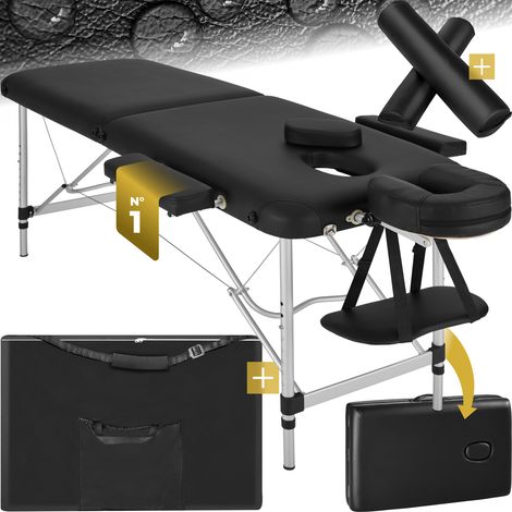 Table de massage portable pliante en aluminium et synthétique noir (1/5)