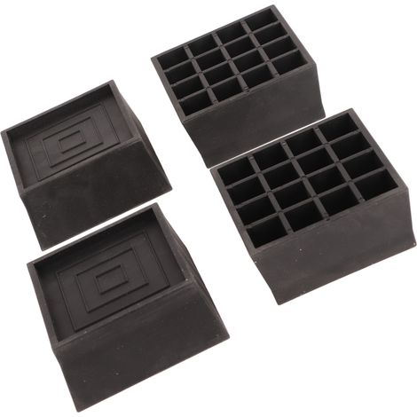 Pieds de lit rehausseurs 5 cm, tampons antidérapants silencieux étanches en TPU noir carré pour canapé table chaise (1/5)