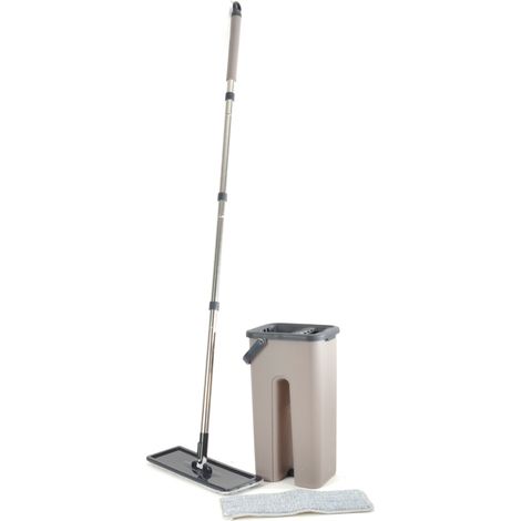 Set balai mop et seau plastique taupe
