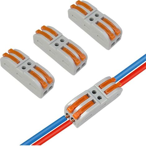 ZXPASRA 10 Pièces SPL-222 Levier-Écrou Fil Connecteurs, 2 in 2 out 4 Ports Conducteur Compact Fils Connecteurs, Compact Connecteur Ressort Bornier (1/4)