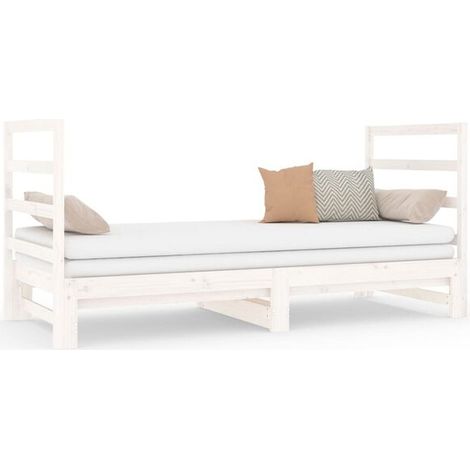 Lit coulissant blanc sans matelas, 2 x (90 x 190 cm) (1/5)