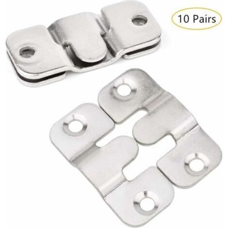 Crochets pour cadre photo (10 paires) – Support mural en métal solide pour tableau, image ou miroir – Fixation encastrée
