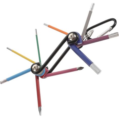 9 Pcs Portable Torx Allen Key Wrench Set Folding Hex Key Metric Keys Tx Star Color Coding 2-6mm SL5 PH2 T30 for Furniture Assembly, Bike Repair, Home DIY (1/5)