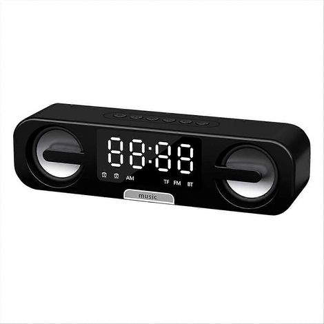 Réveil intelligent avec haut-parleur Bluetooth, miroir LED haute définition, fonction radio FM, lecture audio Bluetooth multifonctionnelle (noir) (1/5)