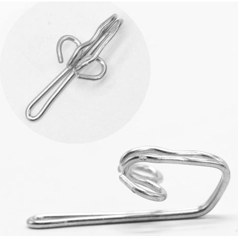 Einzelhandelspreis: 50 silberfarbene Metall-Gardinenhaken, plissierte Bandhaken, geeignet für Gardinen, Türgardinen und Duschvorhänge. (1/5)
