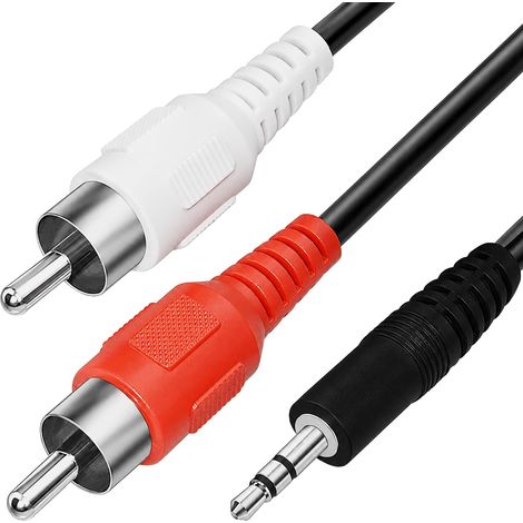 Câble Audio 3,5mm Vers 2 RCA, Jack Mâle Vers Double RCA 150cm, Adaptateur Audio Aux Universel Pour Hi-Fi, Haut-Parleurs, PC, TV, Cinéma Maison (1/5)