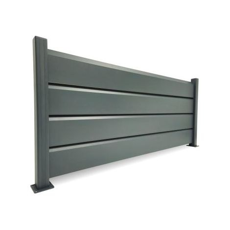 Cloture & Jardin – Clôture aluminium gris anthracite 6m – Lames persiennes 40cm – Installation sur platines – Résistante à la corrosion