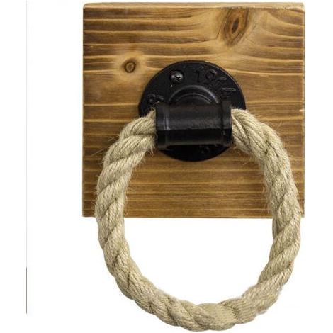 Porte-serviettes en corde de chanvre, anneau porte-serviettes de style industriel vintage, porte-serviettes mural, porte-serviettes mural, pour salle de bain, cuisine, rond (1/5)