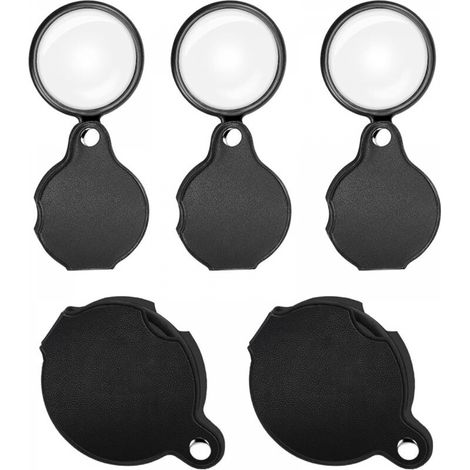 Lot de 5 mini loupes de poche pliantes avec étui de protection rotatif pour lire des cartes, des étiquettes, des travaux manuels (1/5)