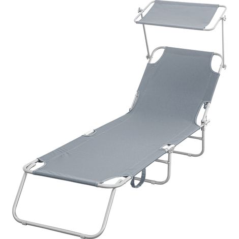2309P Tumbona plegable con respaldo ajustable y toldo en varios colores a elegir Color: Gris