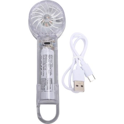 Mini portable fan with 3 speeds and cooling modes, transparent USB ice pack for outdoor use, travel color (1/5)