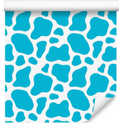 Papel pintado Cow Patches en turquesa y verde celadón para salón y dormitorio, 50x1000 cm. (1/5)