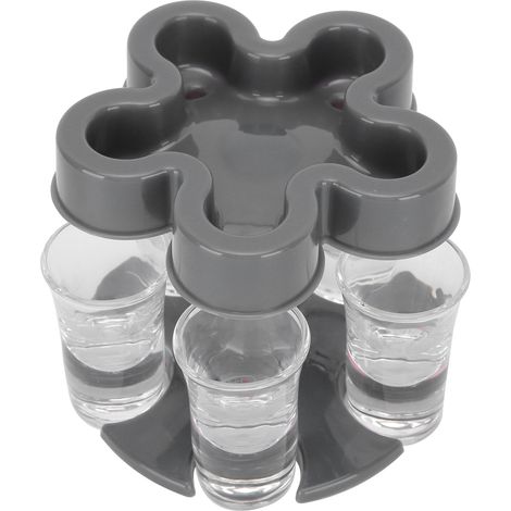 5-Schnapsglas-Spenderhalter mit 6 Weingläsern, Party-Bar-Zubehör, Dunkelgrau (1/5)