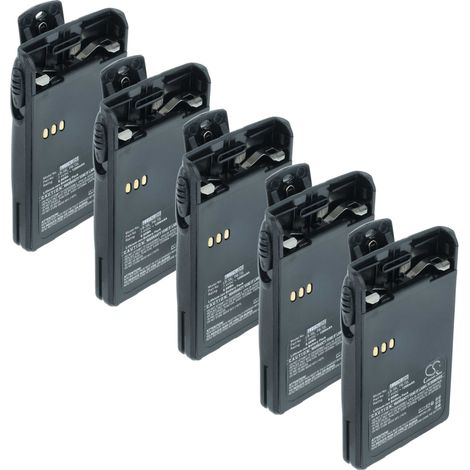 vhbw 5x Akku kompatibel mit Puxing PX-888, PX-888K, PX-888 Plus, PX-UV973 Funkgerät, Walkie Talkie (1200 mAh, 7,4 V, Li-Ion) + Gürtelclip