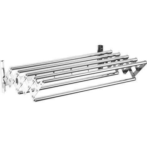 Porte-serviettes Rétractable Extensible 70 cm Acier Inoxydable Balcon Salle de Bain Rangement Sans Perforation Étendoir Linge Pliable-AUTRES (1/3)