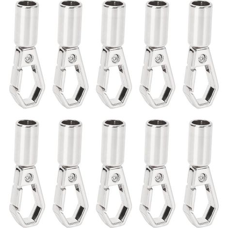 10er-Set Kordelendkappen, Seilstopper, Karabinerhaken, Terrassenbeschläge, Großpackung für die Schmuckherstellung, mit 6 mm Zinklegierungs-Glockenhaken, 7 mm Schraube, silberfarben (1/5)