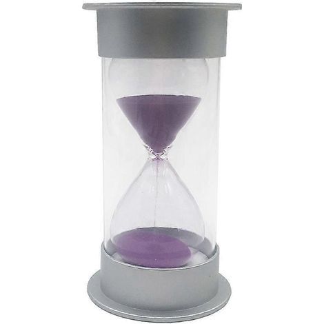 Sablier 20 minutes, horloge à sable, minuteur, décoration pour la maison, le bureau ou une étagère, cadeau d'anniversaire ou de Noël pour enfants (argent et violet)-13.00X6.50X6.50CM-Purple (1/2)